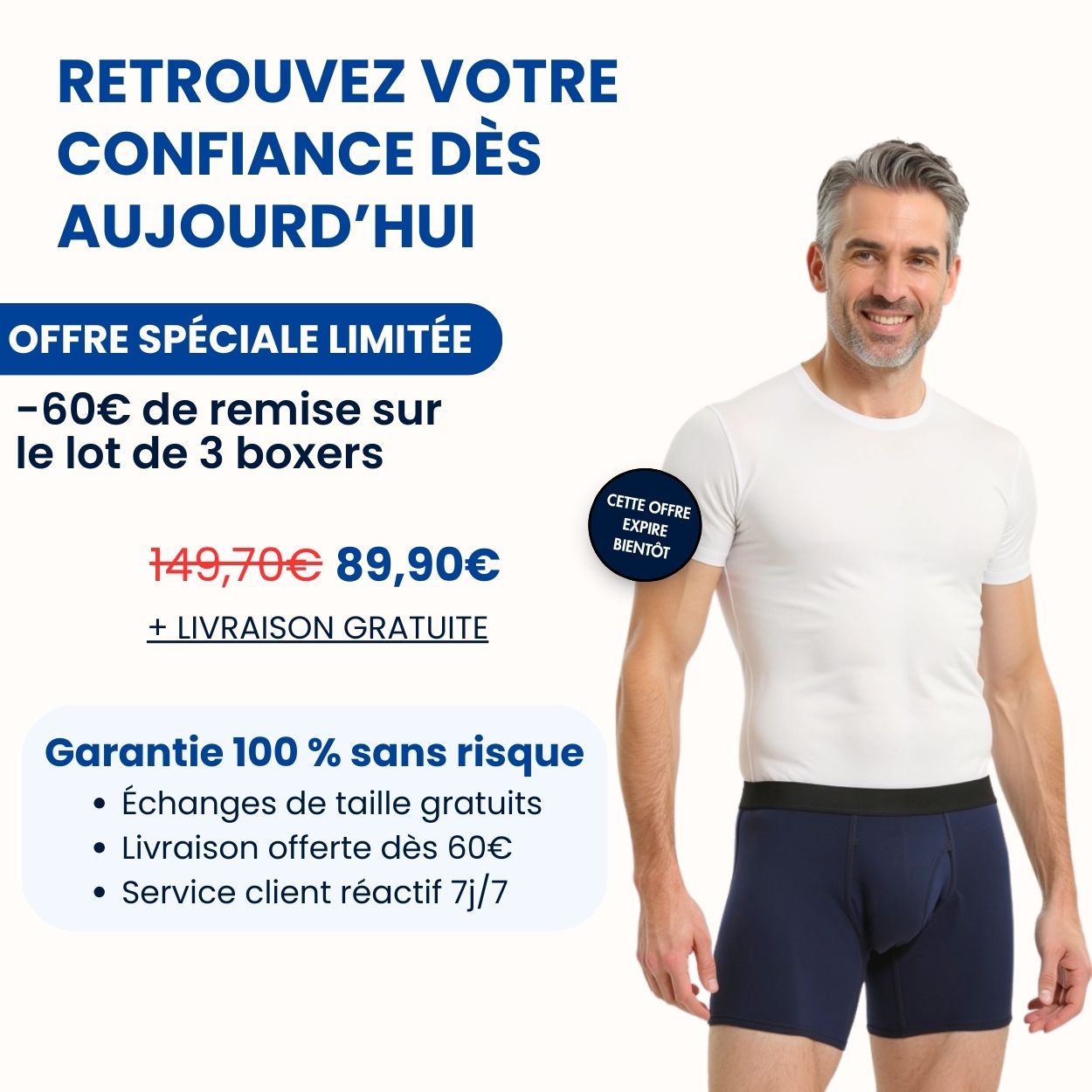 Boxer d’incontinence ultra-absorbant Homme