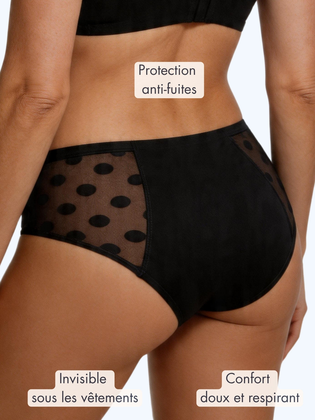 Culotte invisible plumetis d’incontinence