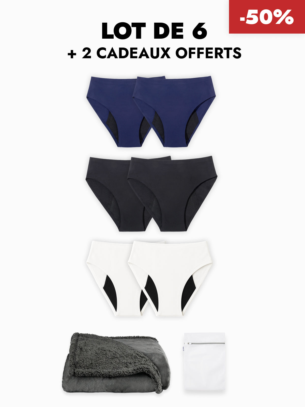 Pack Soldes d'Hiver - Culottes d’incontinence taille haute ultra-absorbantes