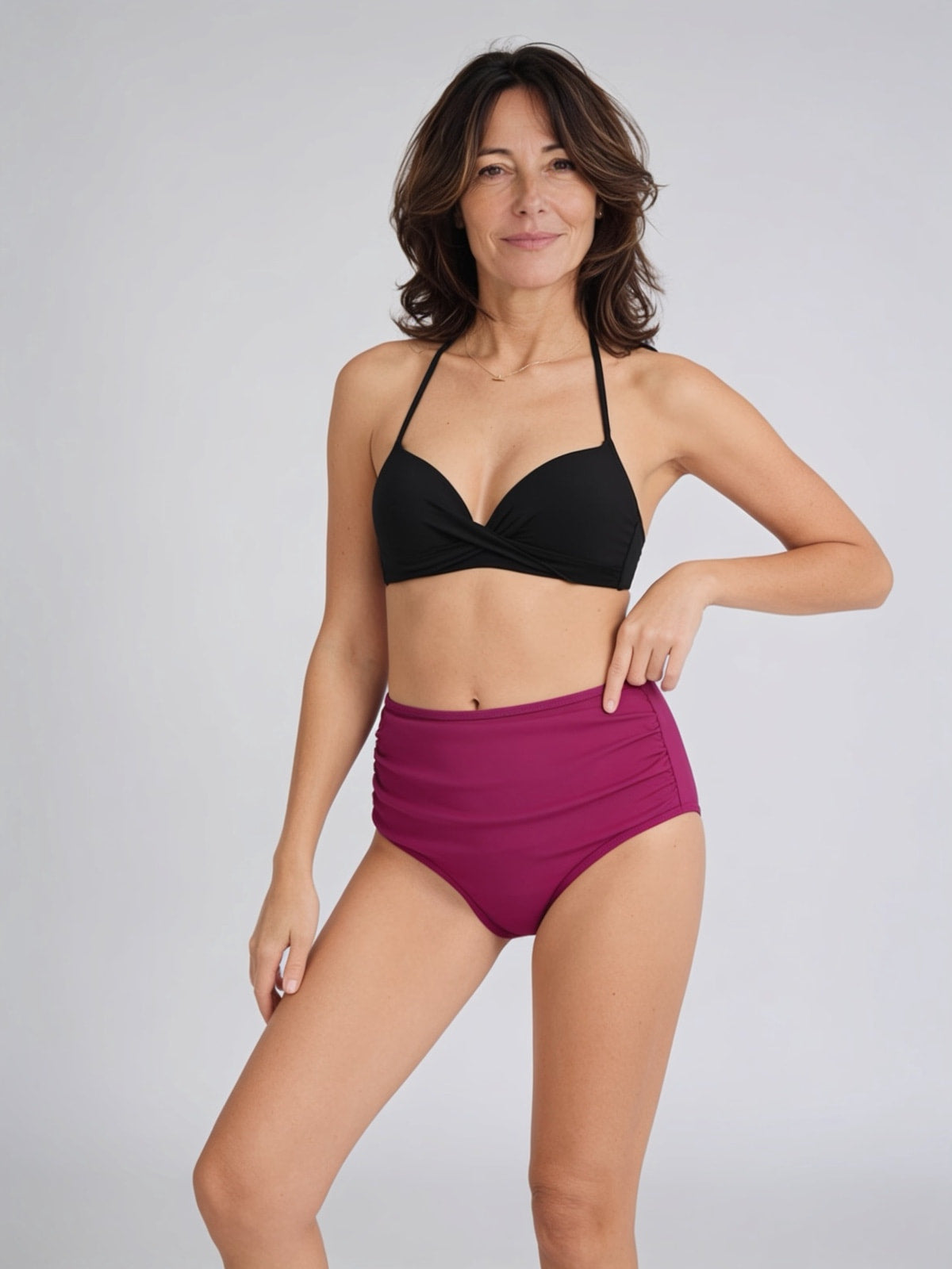 Bas de maillot de bain d'incontinence taille haute drapé OCTIPA